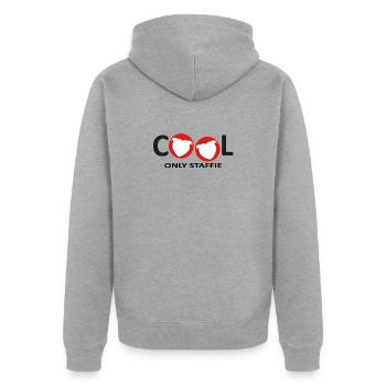 Cool Staffie - 039 - Unisex Premium Organic Zip Hoodie - heather grey - Back - Nico (187cm)