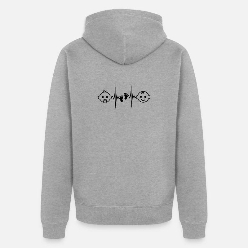 Baby Mädchen oder Junge - Unisex Premium Bio Zip Hoodie - Grau meliert