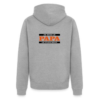 Je suis le papa le plus sexy - Veste à capuche bio Premium Unisexe - gris chiné - Dos - Nico (187cm)