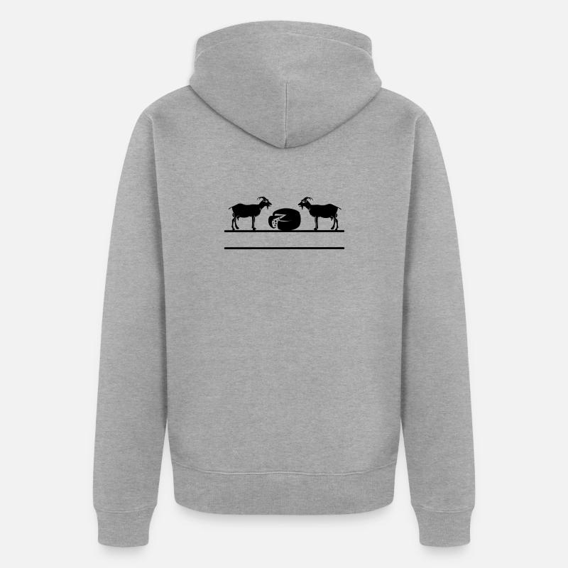 Monogramme de fromage de chèvre. - Veste à capuche bio Premium Unisexe - gris chiné
