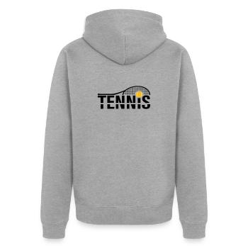 Logo tennis - Veste à capuche bio Premium Unisexe - gris chiné - Dos - Nico (187cm)