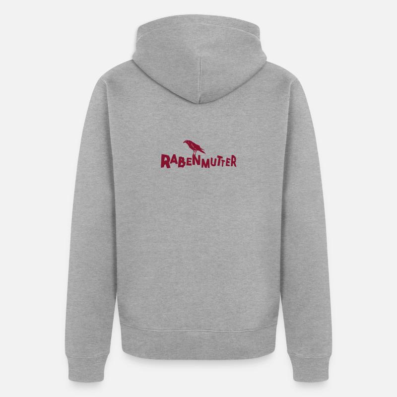 Rabenmutter - Mutter - Mama - Mami - Rabe - Unisex Premium Bio Zip Hoodie - Grau meliert