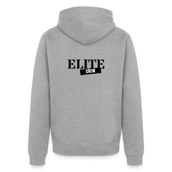 Elite Crew - Team Gruppe Party Squad Member - Unisex Premium Bio Zip Hoodie - Grau meliert - Hinten - Nico (187cm)