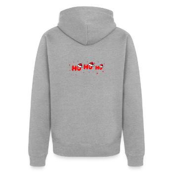Lettrage Ho Ho Ho Santa - Veste à capuche bio Premium Unisexe - gris chiné - Dos - Nico (187cm)