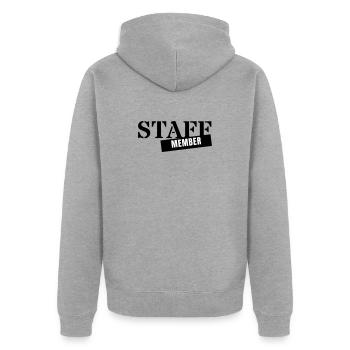 Staff Member - Team Personal Event Employee - Unisex Premium Organic Zip Hoodie - heather grey - Back - Nico (187cm)