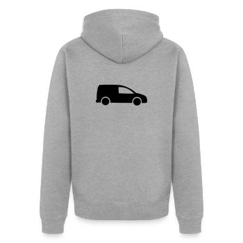Van Logo Lieferung - Unisex Premium Bio Zip Hoodie - Grau meliert - Hinten - Nico (187cm)