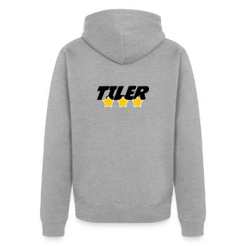 Tiler – pro tile laying precision trade - Unisex Premium Organic Zip Hoodie - heather grey - Back - Nico (187cm)