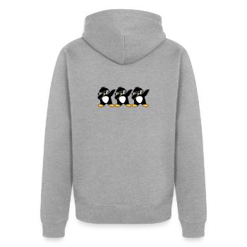 Dab Team Pinguin - Unisex Premium Bio Zip Hoodie - Grau meliert - Hinten - Nico (187cm)