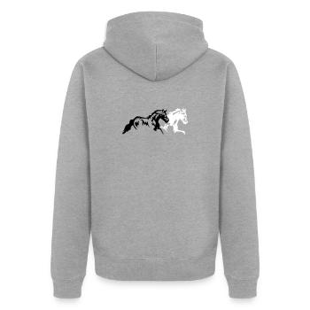 Chevaux Etalon Jument Poulain - Veste à capuche bio Premium Unisexe - gris chiné - Dos - Nico (187cm)