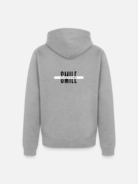 Smile Everytime – Minimal Positive Typography - Unisex Premium Organic Zip Hoodie - heather grey