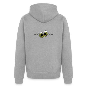 Bier Anstoßen Symbol Bierkrug - Unisex Premium Bio Zip Hoodie - Grau meliert - Hinten - Nico (187cm)