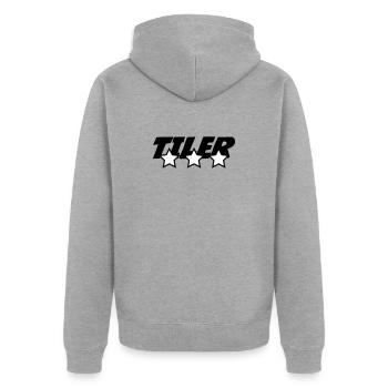 Tiler *** pro tile laying precision craft - Unisex Premium Organic Zip Hoodie - heather grey - Back - Nico (187cm)