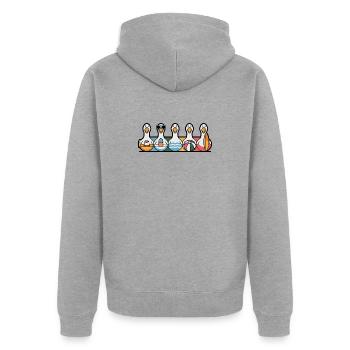 Reihe von Sommergänsen - Unisex Premium Bio Zip Hoodie - Grau meliert - Hinten - Nico (187cm)