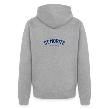 St. Moritz - Suisse - Switzerland - Swiss - Unisex Premium Organic Zip Hoodie - heather grey - Back - Nico (187cm)