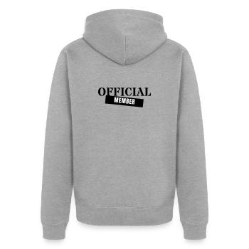 Official Member - Crew Team Club Mitglied Event - Unisex Premium Bio Zip Hoodie - Grau meliert - Hinten - Nico (187cm)