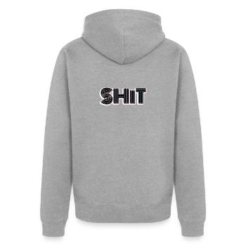SHIT - Unisex Premium Organic Zip Hoodie - heather grey - Back - Nico (187cm)