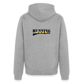 Jagd – Jäger - Unisex Premium Bio Zip Hoodie - Grau meliert - Hinten - Nico (187cm)