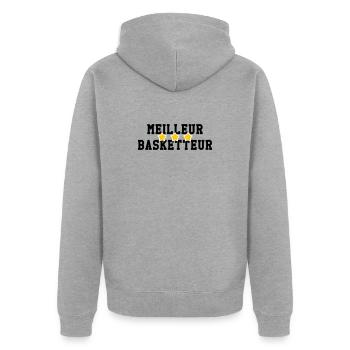 Bester Basketballspieler - Unisex Premium Bio Zip Hoodie - Grau meliert - Hinten - Nico (187cm)