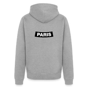 Paris Chapter Element (JGA MC-Rocker-Design) - Unisex Premium Bio Zip Hoodie - Grau meliert - Hinten - Nico (187cm)