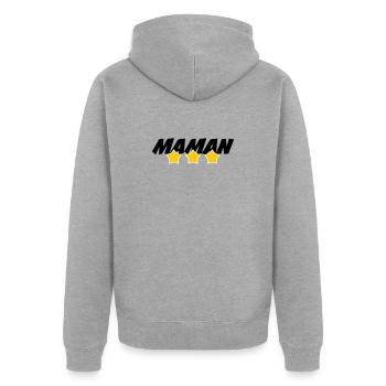 Maman d'Amour - Fête des Mères - Veste à capuche bio Premium Unisexe - gris chiné - Dos - Nico (187cm)