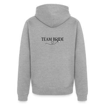 Team Bride Heart Design – Tenue de l’équipe de la mariée pour enterrement de vie de garçon - Veste à capuche bio Premium Unisexe - gris chiné - Dos - Nico (187cm)