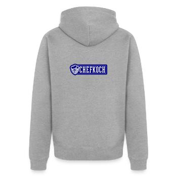 Chapeau de chef chef - Veste à capuche bio Premium Unisexe - gris chiné - Dos - Nico (187cm)