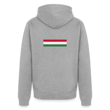 Ungarn Flagge Minimal - Fahne Fan Streifen Design - Unisex Premium Bio Zip Hoodie - Grau meliert - Hinten - Nico (187cm)