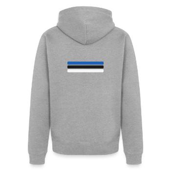 Estland Flagge Minimal - Fahne Fan Streifen Design - Unisex Premium Bio Zip Hoodie - Grau meliert - Hinten - Nico (187cm)