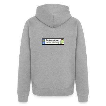 Derry Oak Leaf County Heritage Banner - Unisex Premium Bio Zip Hoodie - Grau meliert - Hinten - Nico (187cm)