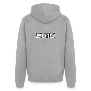 2010 - Unisex Premium Bio Zip Hoodie - Grau meliert - Hinten - Nico (187cm)