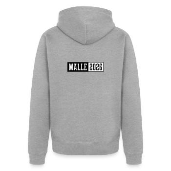 Malle 2026 - Veste à capuche bio Premium Unisexe - gris chiné - Dos - Nico (187cm)