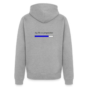 my life is a progressbar - Unisex Premium Bio Zip Hoodie - Grau meliert - Hinten - Nico (187cm)