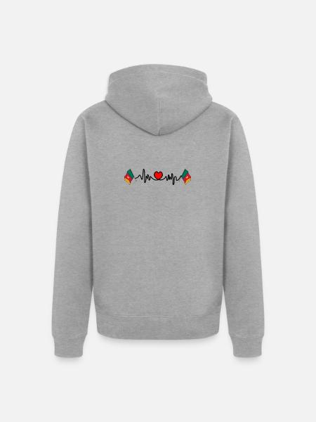 Herzfrequenz-Cardio für Kamerun - Unisex Premium Bio Zip Hoodie - Grau meliert
