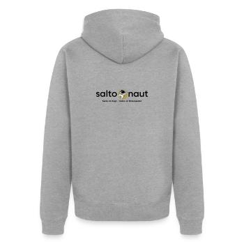 Saltonaut - Unisex Premium Bio Zip Hoodie - Grau meliert - Hinten - Nico (187cm)