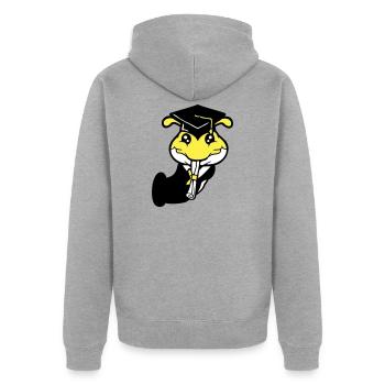 Hole Caterpillar School leaving certificate High school diploma passed college - Unisex Premium Organic Zip Hoodie - heather grey - Back - Nico (187cm)