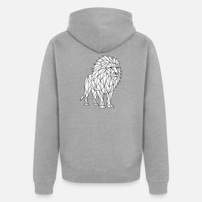 Style géométrique de polygone Lion - Veste à capuche bio Premium Unisexe - gris chiné