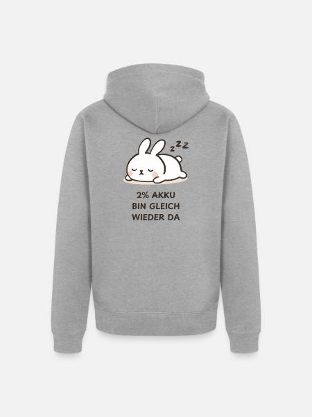 Schläfriges Kaninchen - Unisex Premium Bio Zip Hoodie - Grau meliert