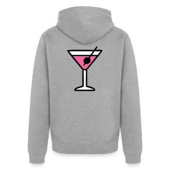 Pinkes Cocktail Glas Icon - Unisex Premium Bio Zip Hoodie - Grau meliert - Hinten - Nico (187cm)