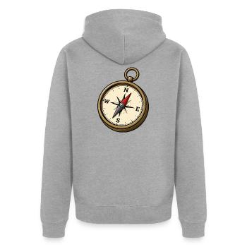 kompass - Unisex Premium Bio Zip Hoodie - Grau meliert - Hinten - Nico (187cm)