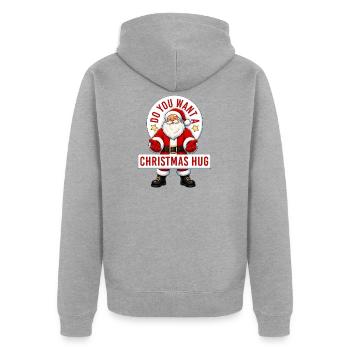 Do you want a Christmas Hug? Weihnachten Umarmung - Unisex Premium Bio Zip Hoodie - Grau meliert - Hinten - Nico (187cm)