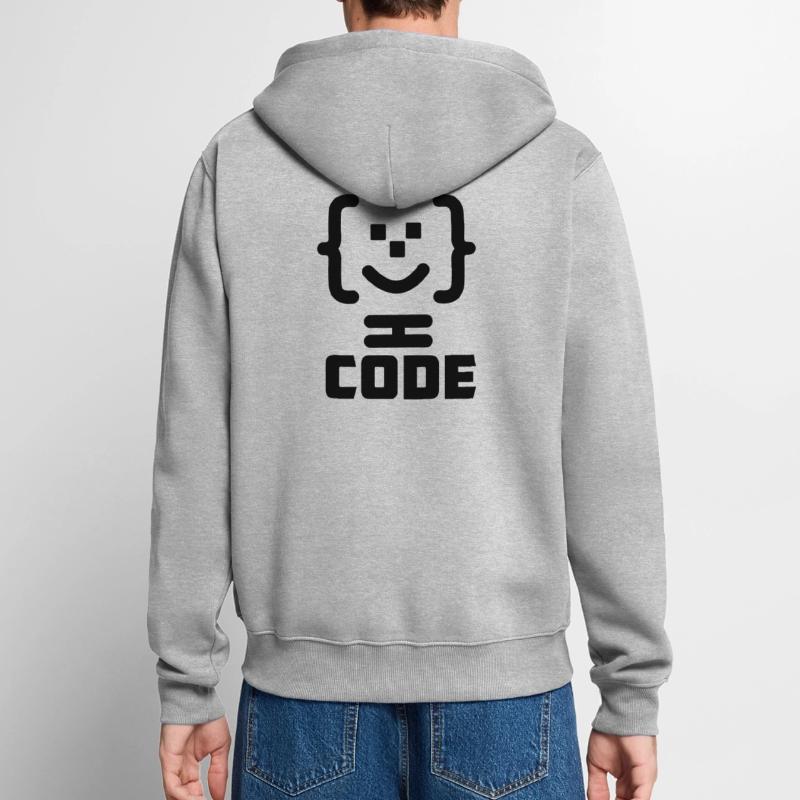 Main programmer code logo with text CODE Unisex Premium Organic Zip Hoodie
