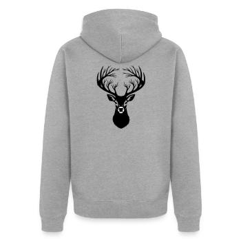 Silhouette de bois de cerf tête de cerf - Veste à capuche bio Premium Unisexe - gris chiné - Dos - Nico (187cm)