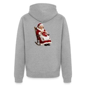 Festliche Strickerin Mrs. - Unisex Premium Bio Zip Hoodie - Grau meliert - Hinten - Nico (187cm)