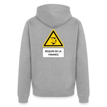 Shark of finance - Unisex Premium Organic Zip Hoodie - heather grey - Back - Nico (187cm)