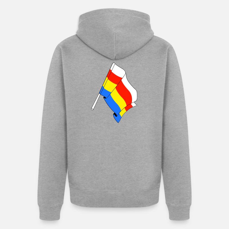 Drapeau : Podlaskie, Pologne - Veste à capuche bio Premium Unisexe - gris chiné