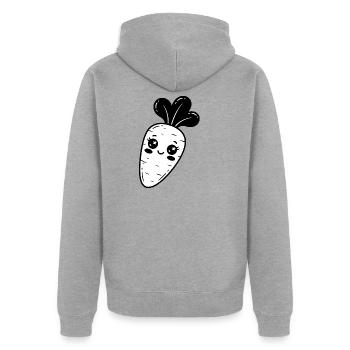 Stern-Kawaii-Karotte - Unisex Premium Bio Zip Hoodie - Grau meliert - Hinten - Nico (187cm)