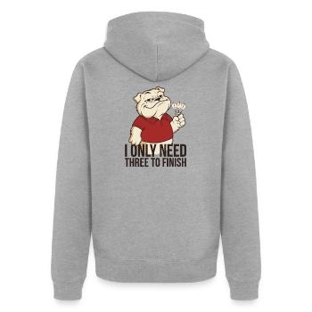 I Only Need Three To Finish – Darts Shirt - Unisex Premium Bio Zip Hoodie - Grau meliert - Hinten - Nico (187cm)