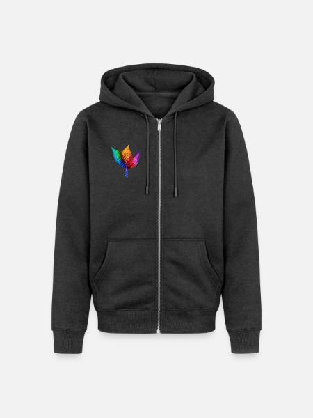Regenbogengeometrisches Blatt - Unisex Premium Bio Zip Hoodie - Anthrazit meliert