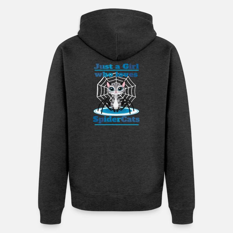 Chat araignées mignonnes - Veste à capuche bio Premium Unisexe - anthracite chiné