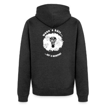 Wenn’s hält, ist’s richtig – Tüftler DIY Humor - Unisex Premium Bio Zip Hoodie - Anthrazit meliert - Hinten - Nico (187cm)
